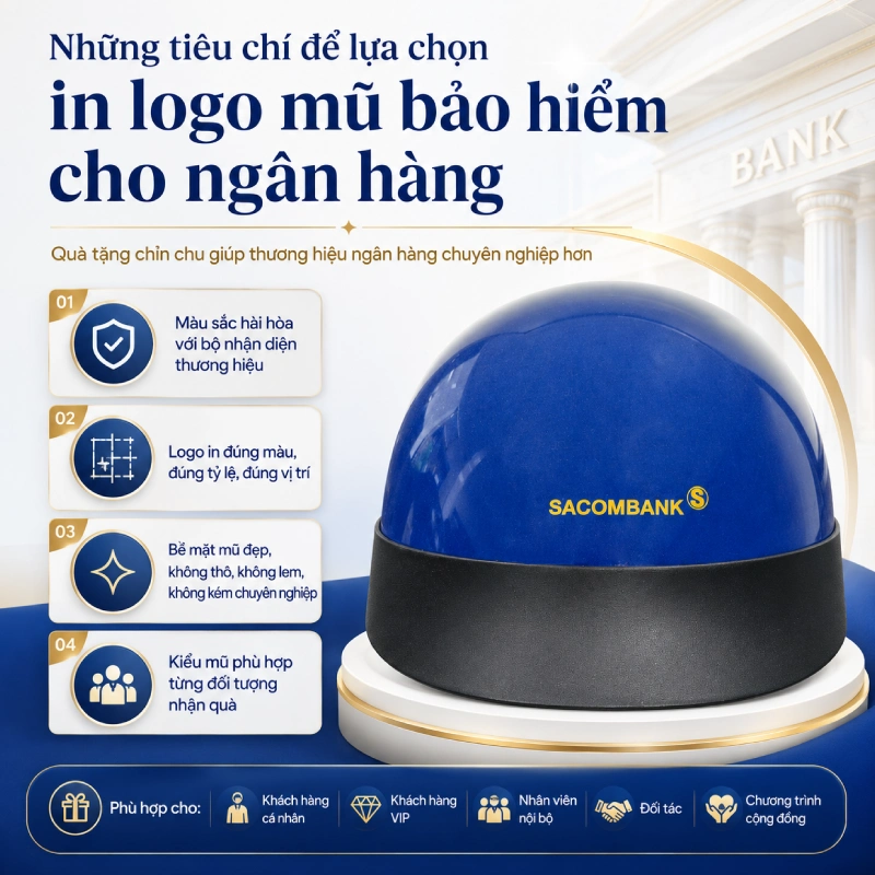 Những tiêu chí để lựa chọn in logo mũ bảo hiểm cho ngân hàng