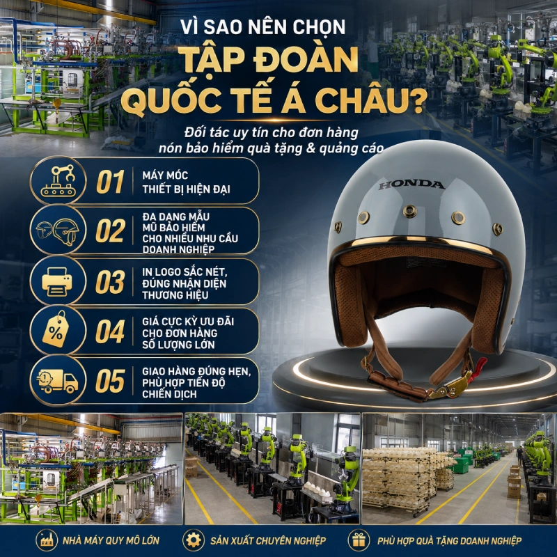 Những lý do doanh nghiệp nên đặt mua nón bảo hiểm tại Tập đoàn quốc tế Á Châu