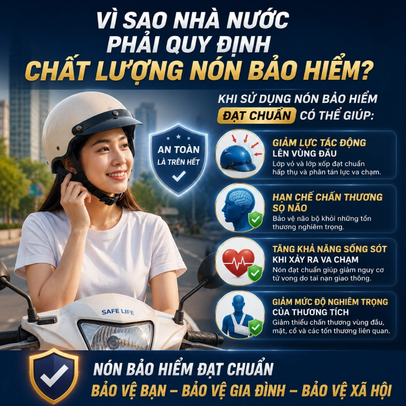 Vì sao nhà nước phải quy định chất lượng nón bảo hiểm?