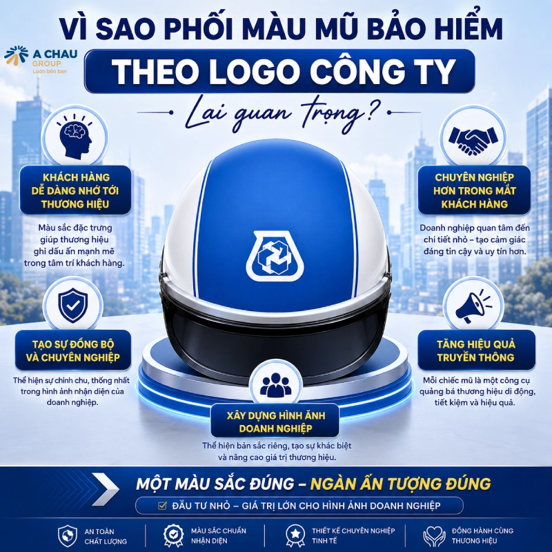 Vì sao phối màu mũ bảo hiểm theo logo công ty lại quan trọng?