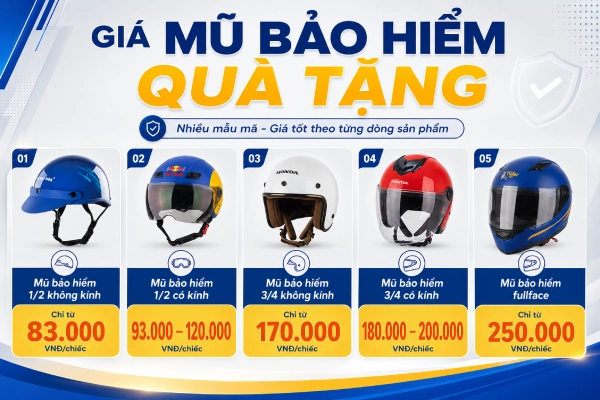 Bảng giá mũ bảo hiểm quà tặng mới nhất tại Á Châu