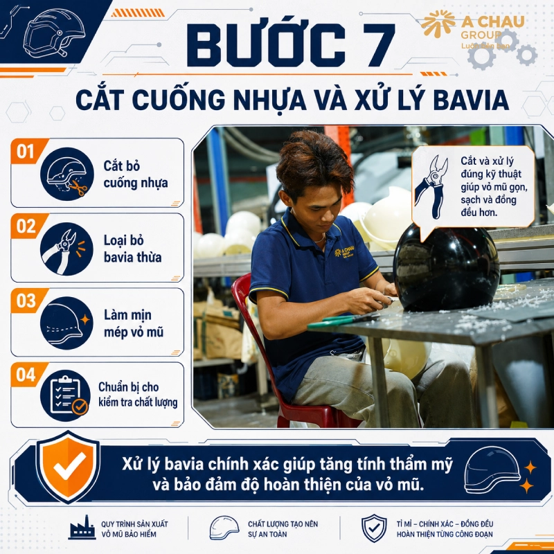 Bước 7: Cắt cuống nhựa và xử lý bavia