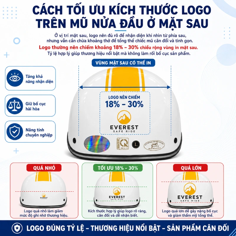 Cách tối ưu kích thước logo trên mũ nửa đầu ở phía sau mũ