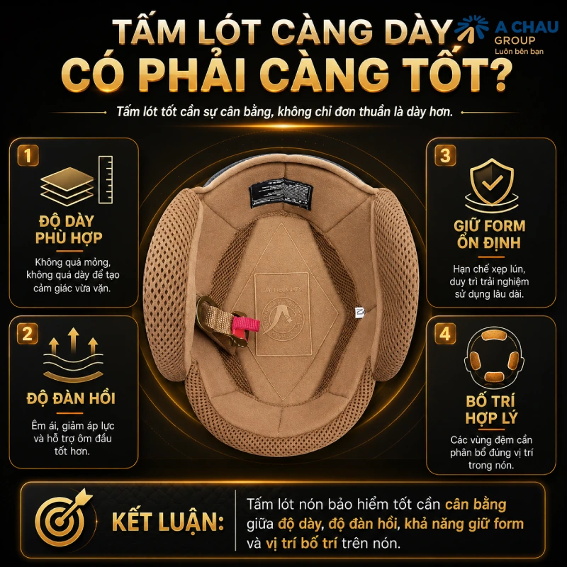 Tấm lót nón bảo hiểm là gì? Vật liệu nào? 4 Tấm lót càng dày có phải càng tốt không?