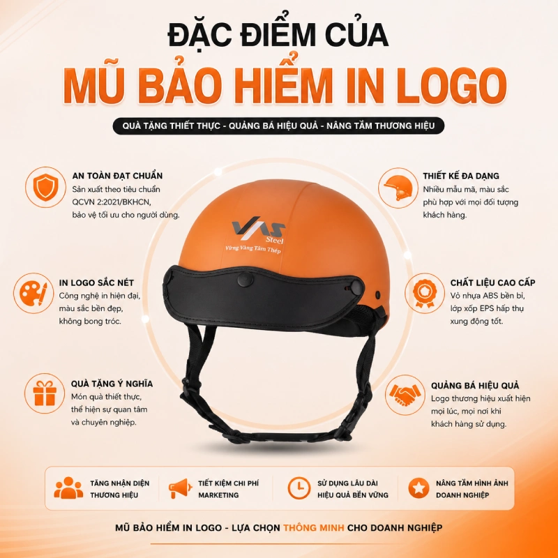 Đặc điểm của mũ bảo hiểm in logo là gì