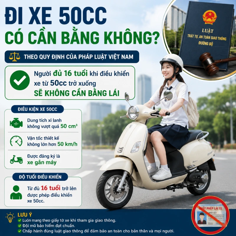 Đi xe 50cc có cần bằng không?