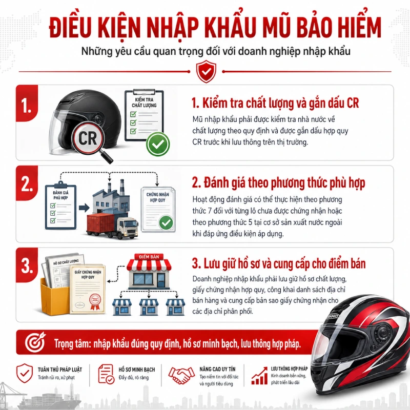 Điều kiện nhập khẩu mũ bảo hiểm