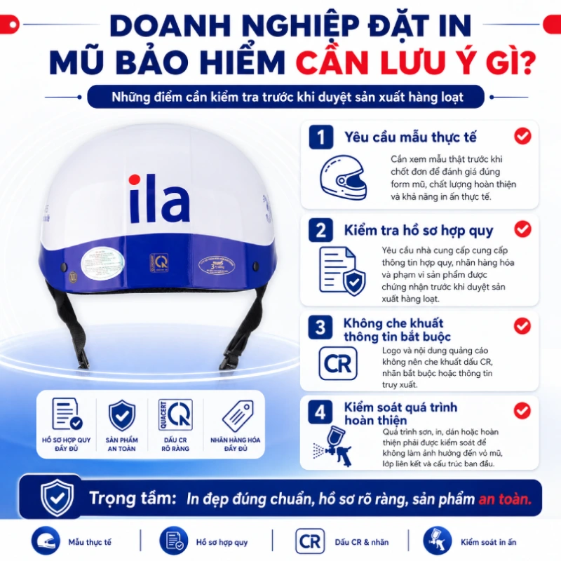 Doanh nghiệp đặt in mũ bảo hiểm cần lưu ý điều gì?