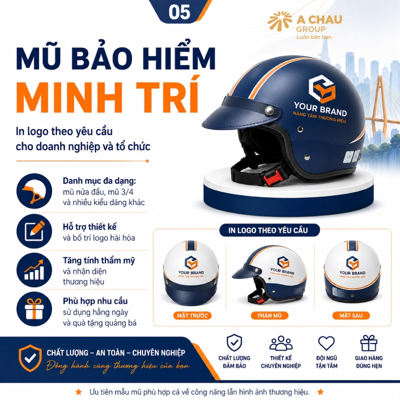 Đơn vị in mũ bảo hiểm tại Hà Nội uy tín Mũ bảo hiểm Minh Trí 