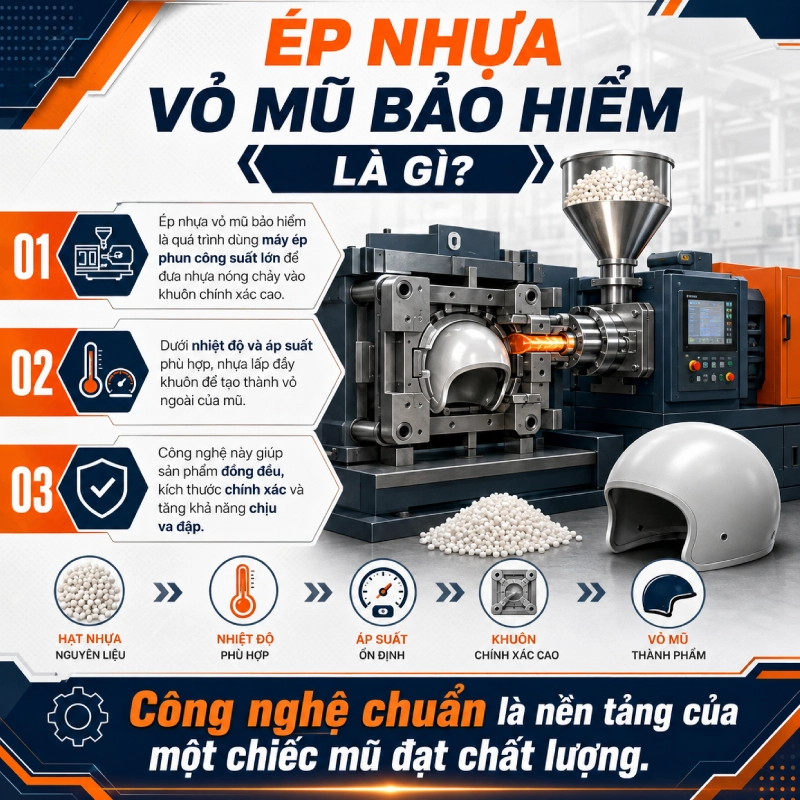 Ép nhựa vỏ mũ bảo hiểm là gì?