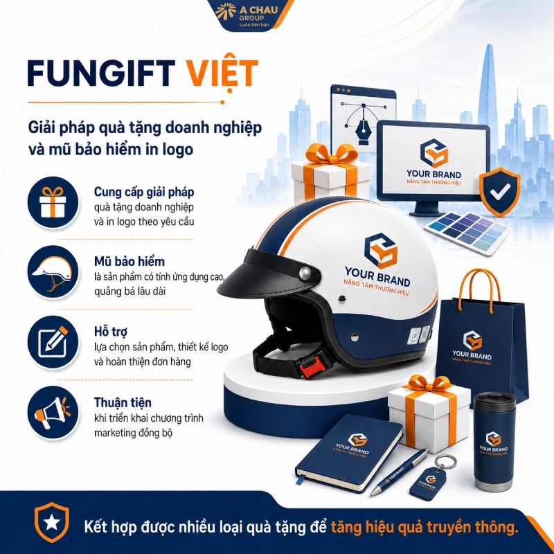 CÔNG TY TNHH FUNGIFT VIỆT đơn vị in nón bảo hiểm tại Hà Nội uy tín