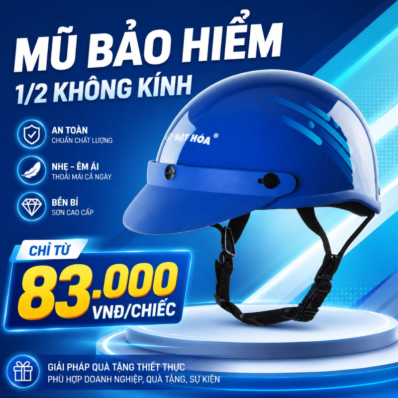 Bảng giá mũ bảo hiểm quà tặng mới nhất tại Á Châu 1 Giá mũ bảo hiểm quà tặng 1/2 không kính chỉ từ 83.000 VNĐ/chiếc