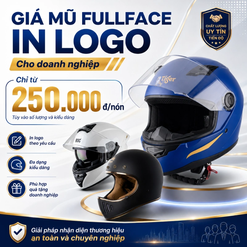 Giá mũ fullface in logo cho doanh nghiệp bao nhiêu
