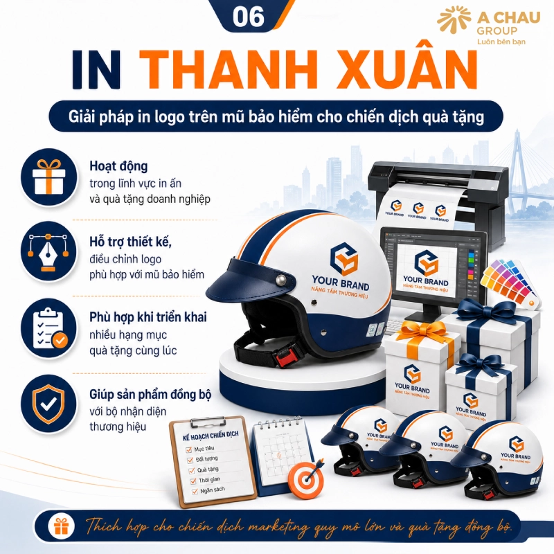 In Thanh Xuân đơn vị in mũ bảo hiểm tại Hà Nội uy tín