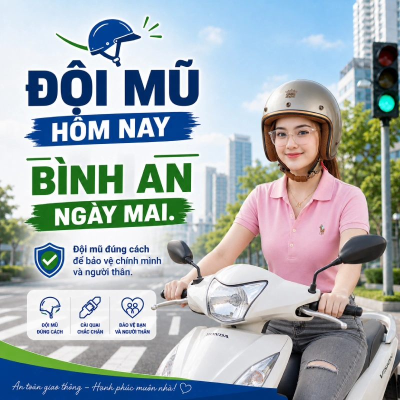 Khẩu hiệu an toàn giao thông ngắn gọn dễ hiểu về đội mũ bảo hiểm