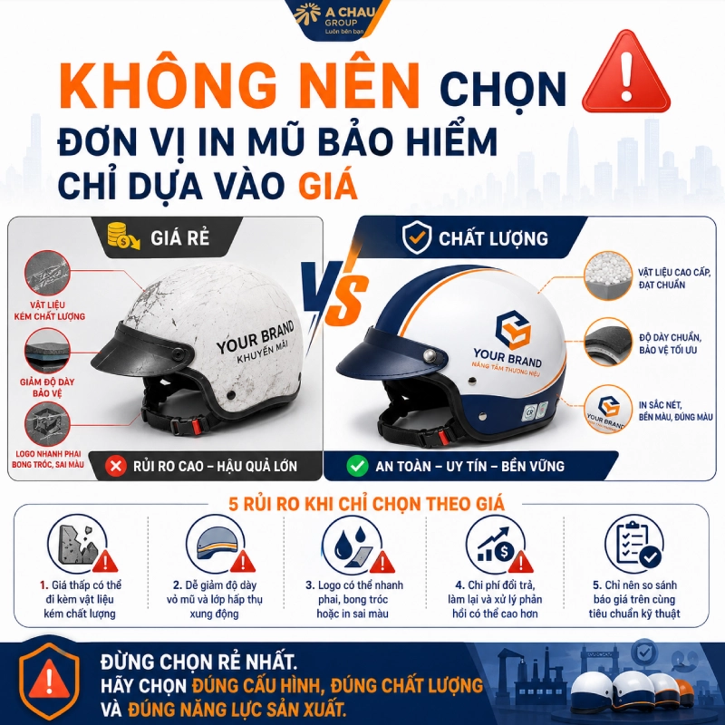 Không nên chọn đơn vị in mũ bảo hiểm chỉ dựa vào giá
