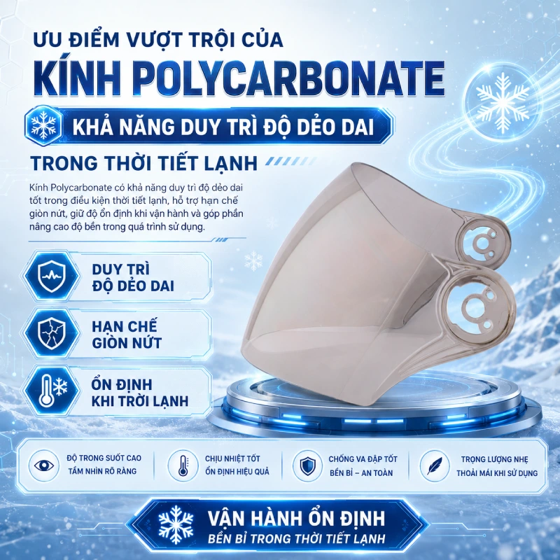 Kính Polycarbonate có khả năng duy trì độ dẻo dai trong thời tiết lạnh