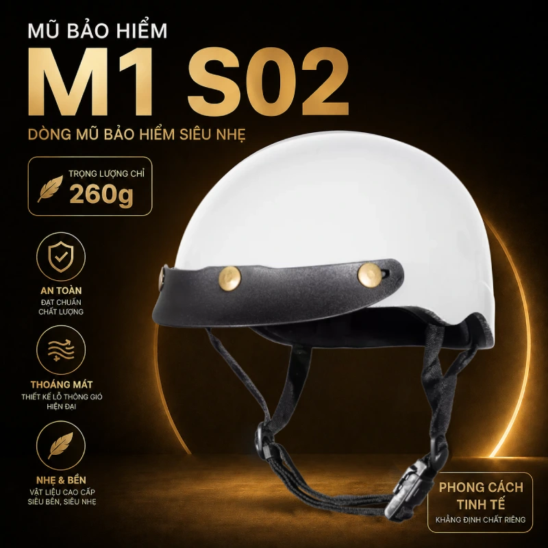 Tổng hợp 10 mẫu mũ bảo hiểm 1/2 đẹp nhất 7 Mũ bảo hiểm 1/2 đẹp dòng siêu nhẹ M1SO2