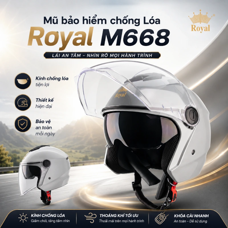 Điểm danh top 5 mũ bảo hiểm chống lóa tốt nhất hiện nay 7 Mũ bảo hiểm chống lóa ban đêm Royal M668