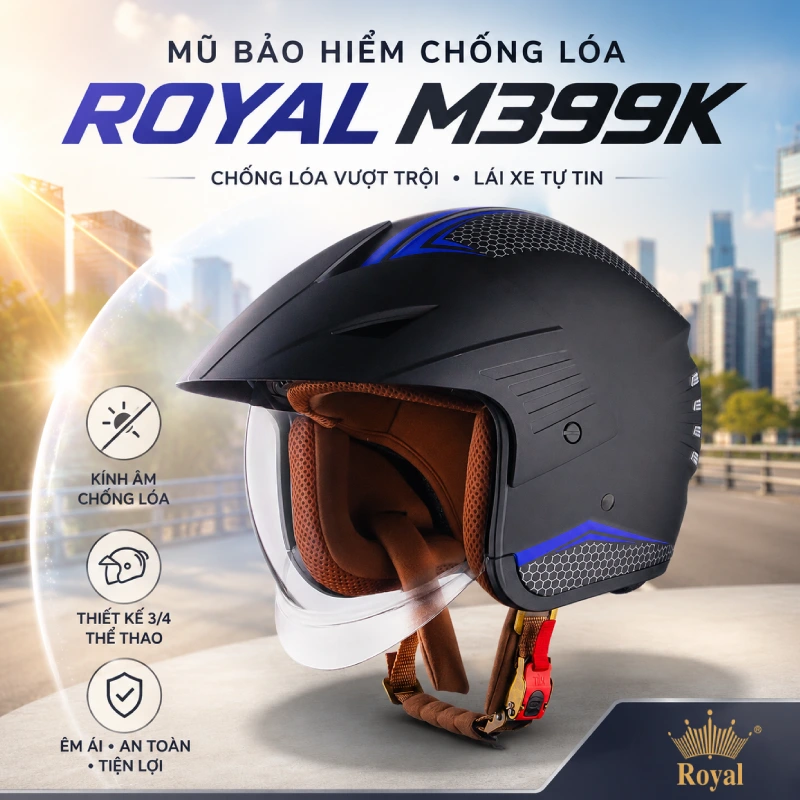 Điểm danh top 5 mũ bảo hiểm chống lóa tốt nhất hiện nay 6 Mũ bảo hiểm chống lóa Royal M399K