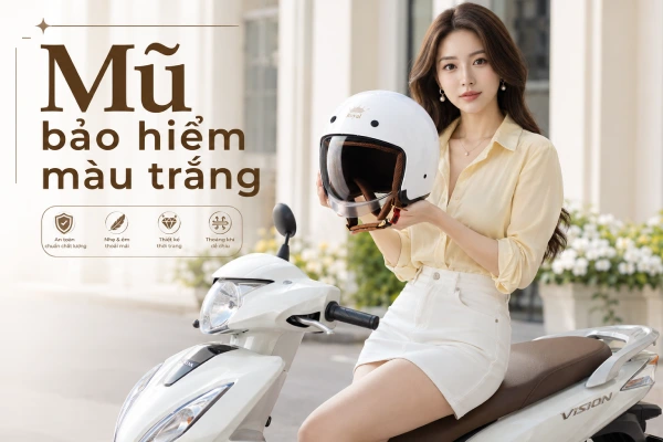 mũ bảo hiểm màu trắng cuốn hút