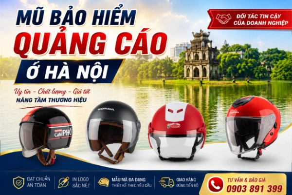 mũ bảo hiểm quảng cáo ở Hà Nội