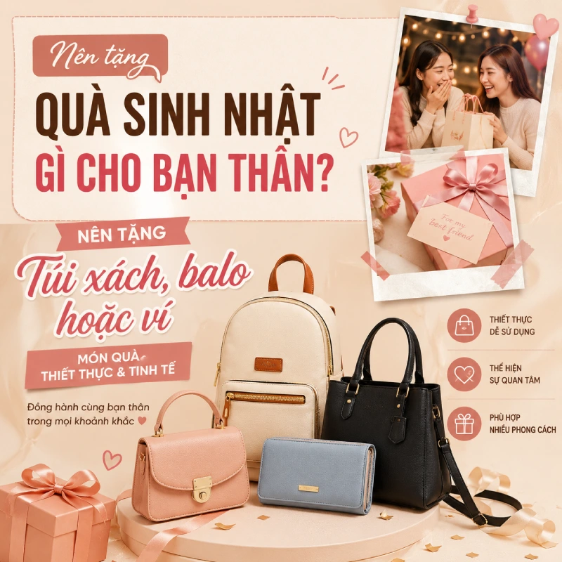 Nên nên tặng quà sinh nhật gì cho bạn thân ý nghĩa 6 Quà tặng sinh nhật bạn thân nên tặng Túi xách, balo hoặc ví