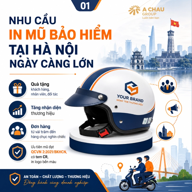 Nhu cầu in mũ bảo hiểm tại Hà Nội ngày càng lớn