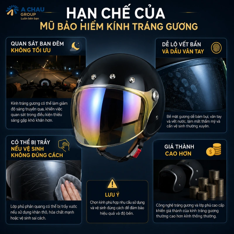 Mũ bảo hiểm kính tráng gương là gì 5 Hạn chế của mũ bảo hiểm kính tráng gương