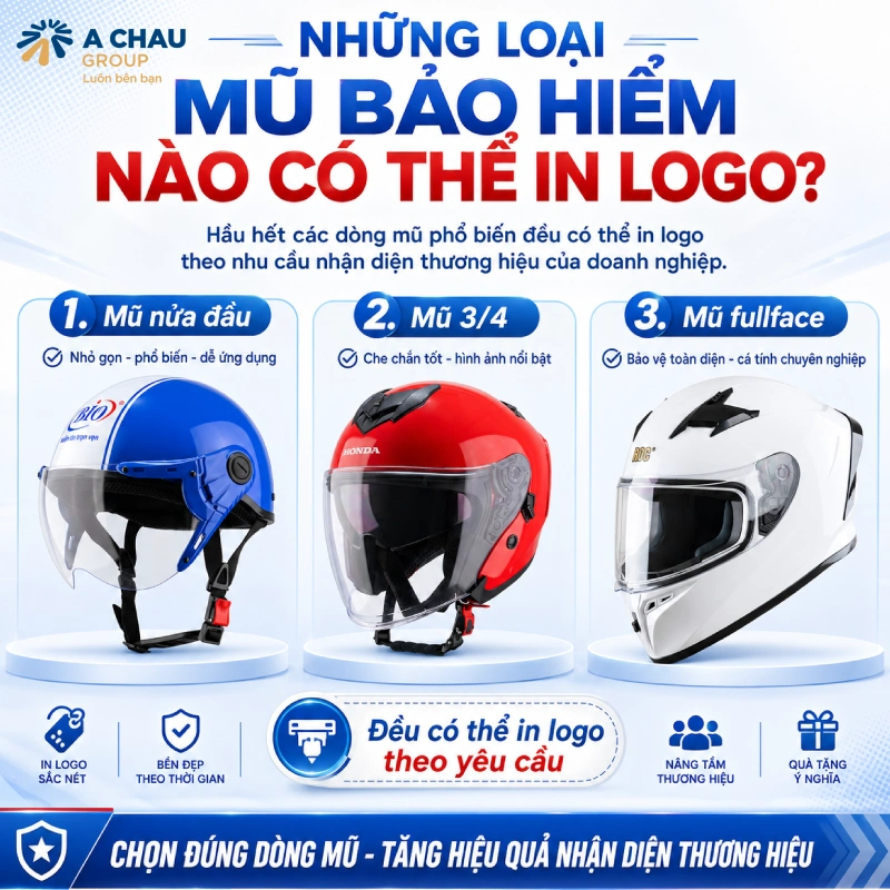 In logo mũ bảo hiểm ở đâu tốt nhất 2026 3 Những loại mũ bảo hiểm nào có thể in logo?