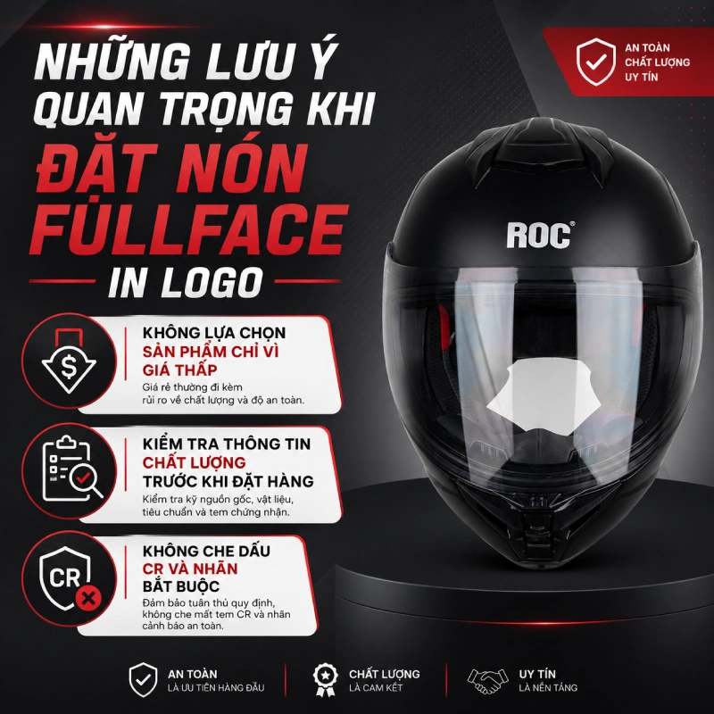 Những lưu ý quan trọng khi đặt nón fullface in logo