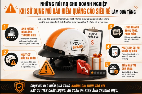 Sử dụng mũ bảo hiểm quảng cáo siêu rẻ mang lại rủi ro gì?