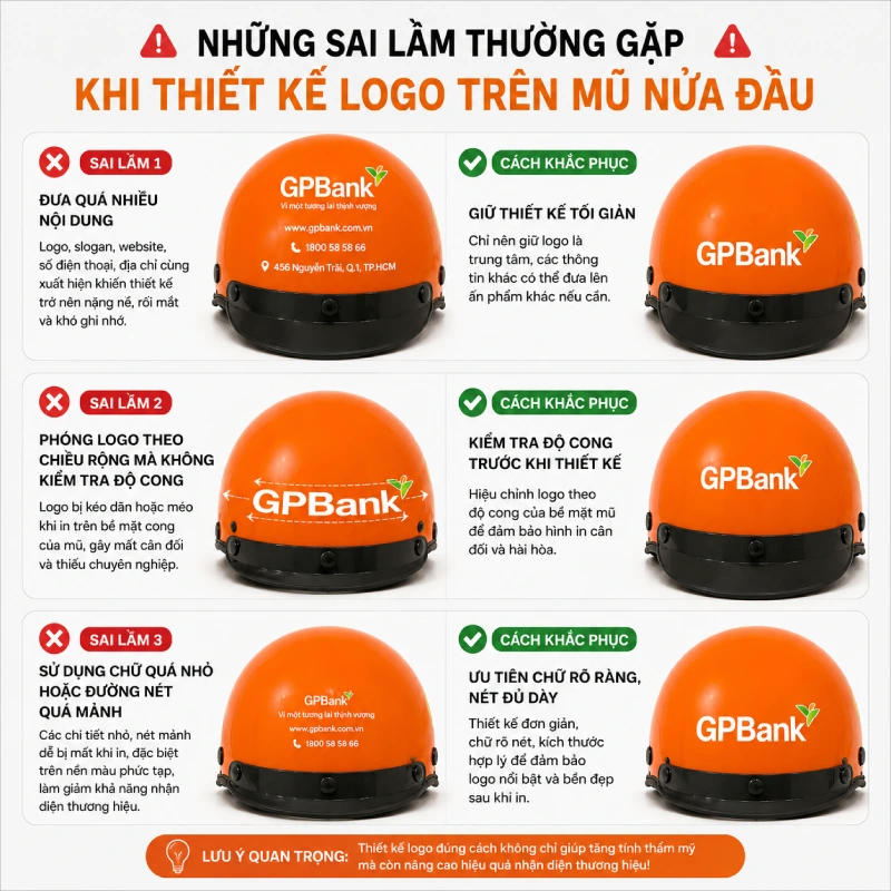 Những sai lầm thường gặp khi thiết kế logo trên mũ nửa đầu