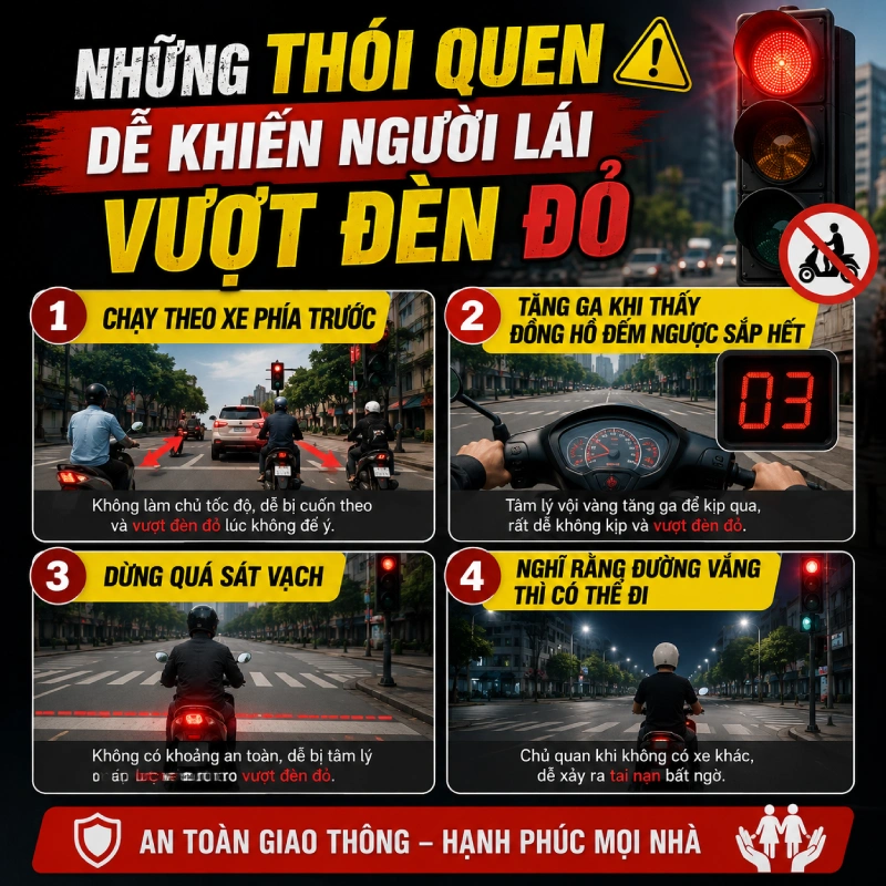Những thói quen dễ khiến người lái vượt đèn đỏ