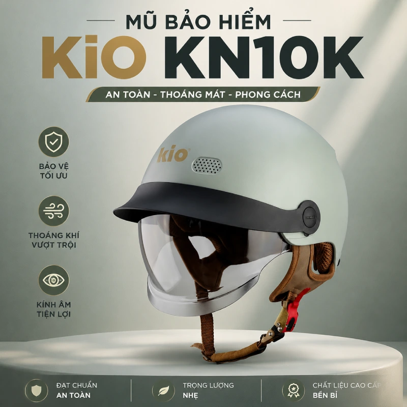Tổng hợp 10 mẫu mũ bảo hiểm 1/2 đẹp nhất 9 Mũ bảo hiểm 1/2 đẹp KIO KN10K