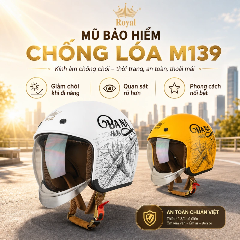 Điểm danh top 5 mũ bảo hiểm chống lóa tốt nhất hiện nay 4 Mũ bảo hiểm chống lóa Royal M139