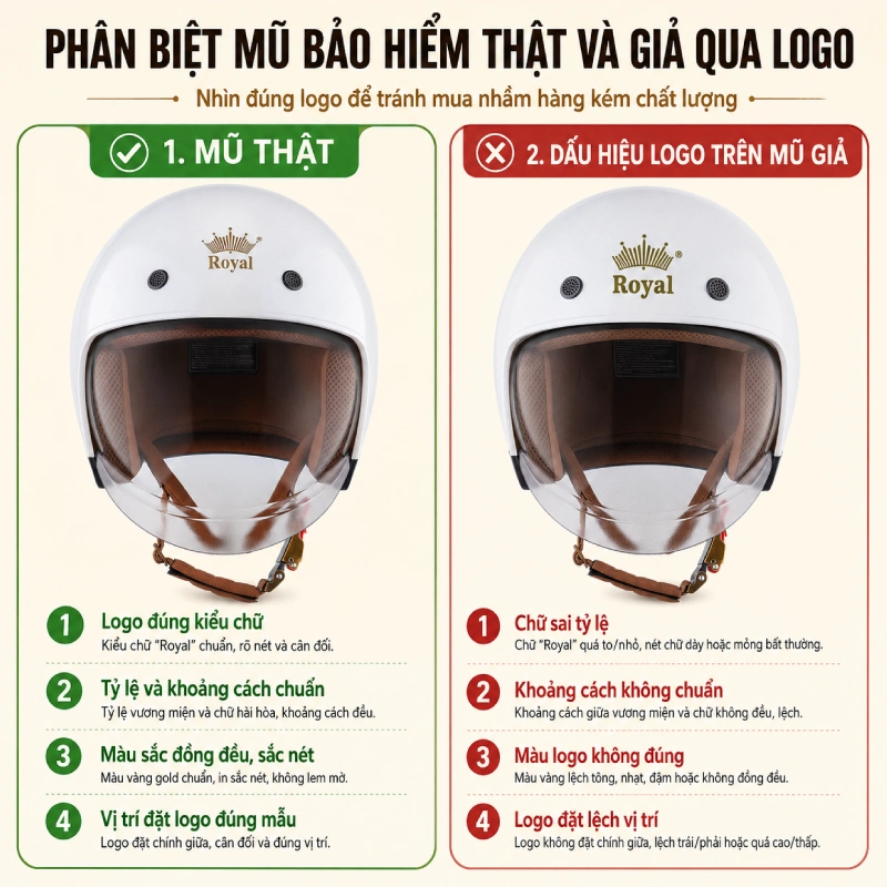 Hướng dẫn cách phân biệt nón bảo hiểm thật và giả 2026 8 Phân biệt mũ bảo hiểm thật và giả qua logo