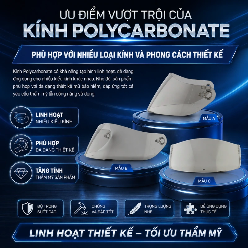 Polycarbonate phù hợp với nhiều loại kính và phong cách thiết kế