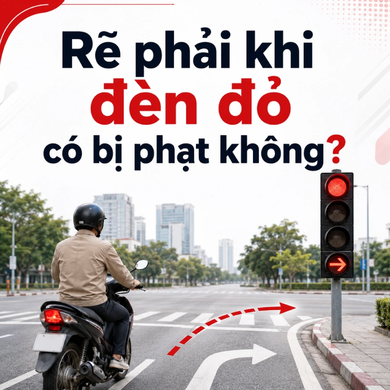 Rẽ phải khi đèn đỏ có bị phạt không?