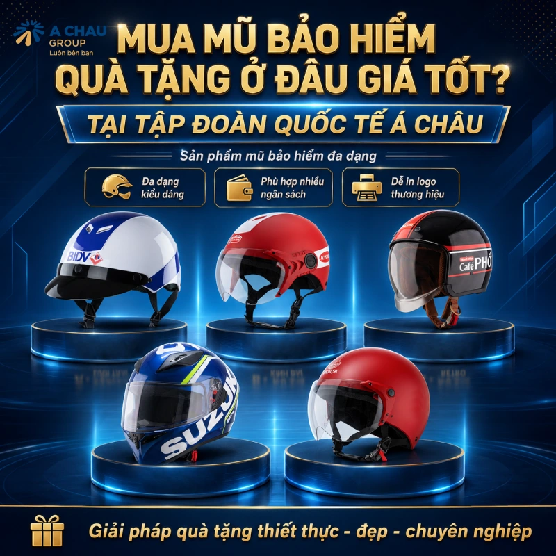 Mua mũ bảo hiểm quà tặng ở đâu chất lượng cao, giá tốt? 3 Mua mũ bảo hiểm quà tặng ở đâu giá tốt? Mua tại Á Châu vì có Sản phẩm mũ bảo hiểm đa dạng