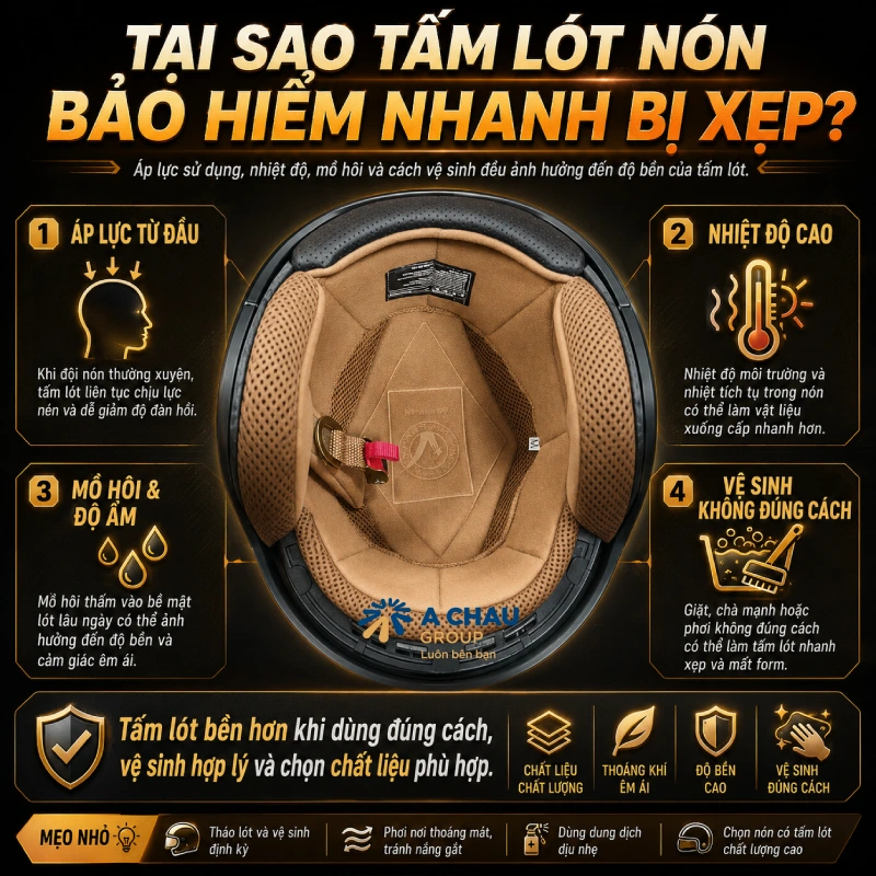 Tấm lót nón bảo hiểm là gì? Vật liệu nào? 5 Tại sao tấm lót nón bảo hiểm nhanh bị xẹp?