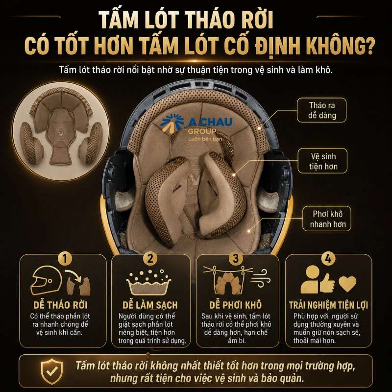 Tấm lót nón bảo hiểm là gì? Vật liệu nào? 6 Tấm lót tháo rời có tốt hơn tấm lót cố định không?