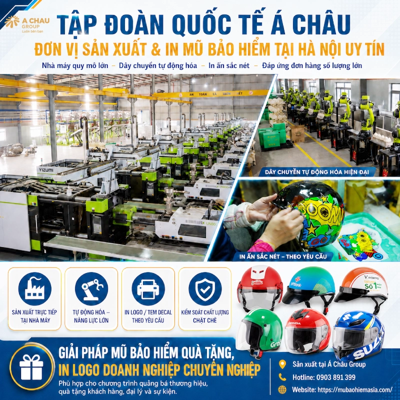 Tập đoàn Quốc tế Á Châu đơn vị sản xuất và in mũ bảo hiểm tại Hà Nội uy tín nhất Việt Nam