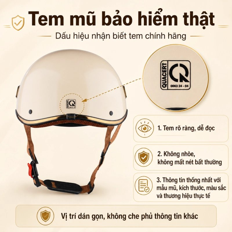 Hướng dẫn cách phân biệt nón bảo hiểm thật và giả 2026 2 Phân biết mũ bảo hiểm thật và giả qua tem CR Với mũ thật sẽ rõ ràng dễ đọc