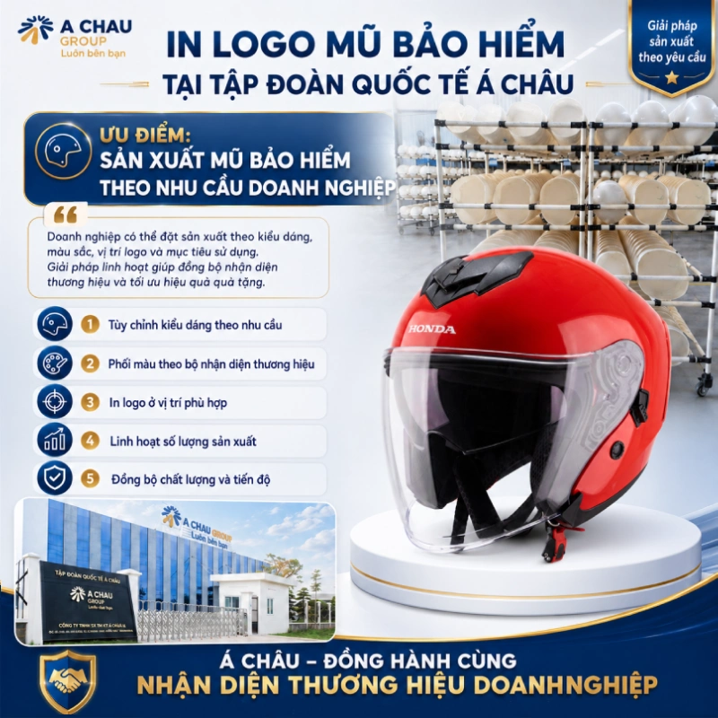 In logo mũ bảo hiểm ở đâu tốt nhất 2026 6 In logo mũ bảo hiểm tại Tập đoàn Quốc tế Á Châu có ưu điểm sản xuất theo yêu cầu doanh nghiệp
