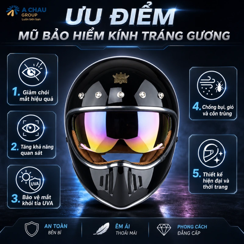 Mũ bảo hiểm kính tráng gương là gì 4 Ưu điểm của mũ bảo hiểm kính tráng gương
