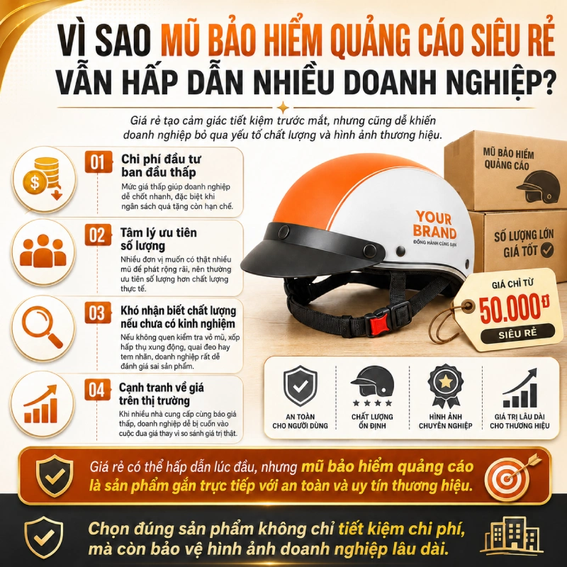 Vì sao mũ bảo hiểm quảng cáo siêu rẻ vẫn hấp dẫn nhiều doanh nghiệp?