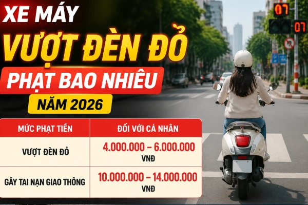 Lỗi xe máy vượt đèn đỏ phạt bao nhiêu