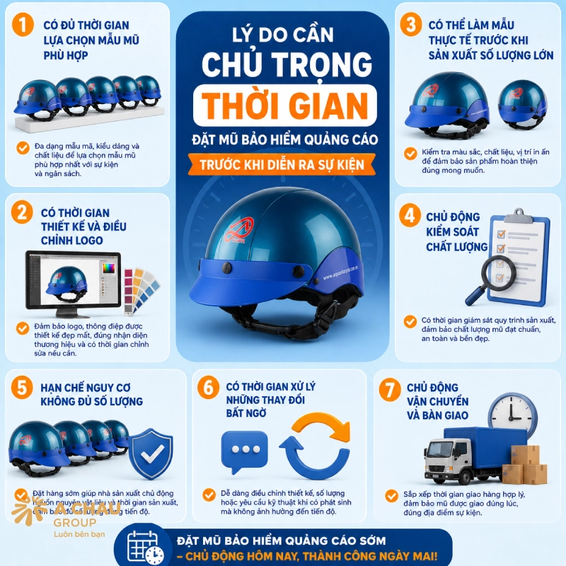 Lý do nên đặt mũ bảo hiểm quảng cáo trước sự kiện 30-45 ngày