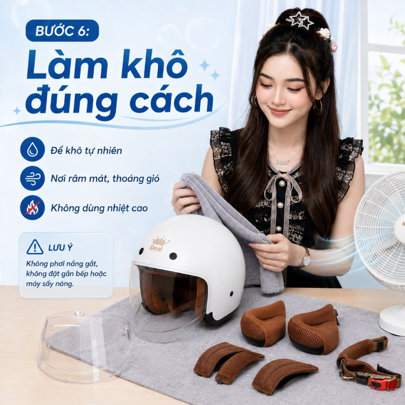 Bước 6: Làm khô đúng cách